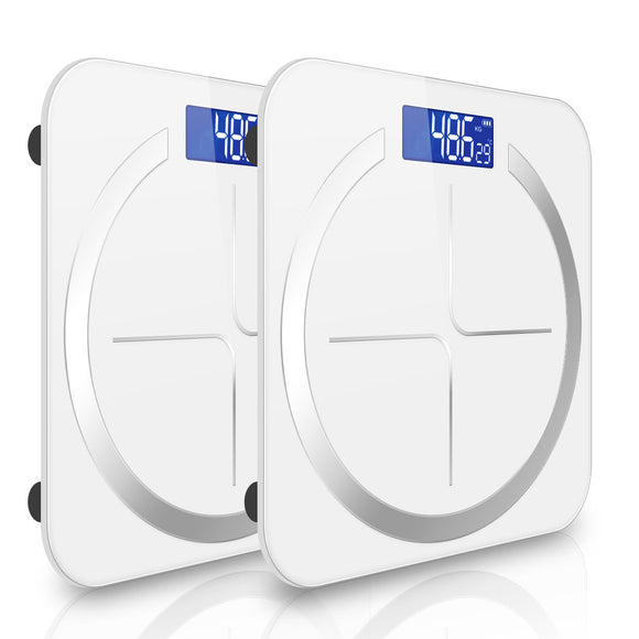 NNEAGS 2X 180kg Glass LCD Digital Fitness Weight Bathroom Body Electronic Scales White