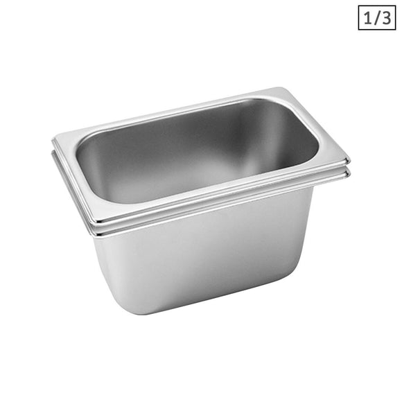 NNEAGS 2X GN Pan Full Size 1/3 GN Pan 15cm Deep Stainless Steel Tray
