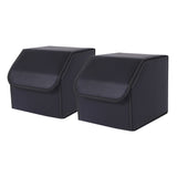 NNEAGS 2X Leather Car Boot Collapsible Foldable Trunk Cargo Organizer Portable Storage Box Black Small