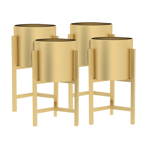 NNEAGS 4X 45CM Gold Metal Plant Stand with Flower Pot Holder Corner Shelving Rack Indoor Display