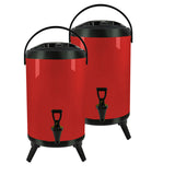 NNEAGS 2X 14L Stainless Steel Insulated Milk Tea Barrel Hot and Cold Beverage Dispenser Container with Faucet Red