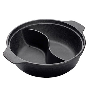 NNEAGS 32CM Round Cast Iron Shabu Shabu Hotpot Beef Chicken Stew Wok Two-Flavor Division