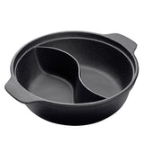 NNEAGS 32CM Round Cast Iron Shabu Shabu Hotpot Beef Chicken Stew Wok Two-Flavor Division