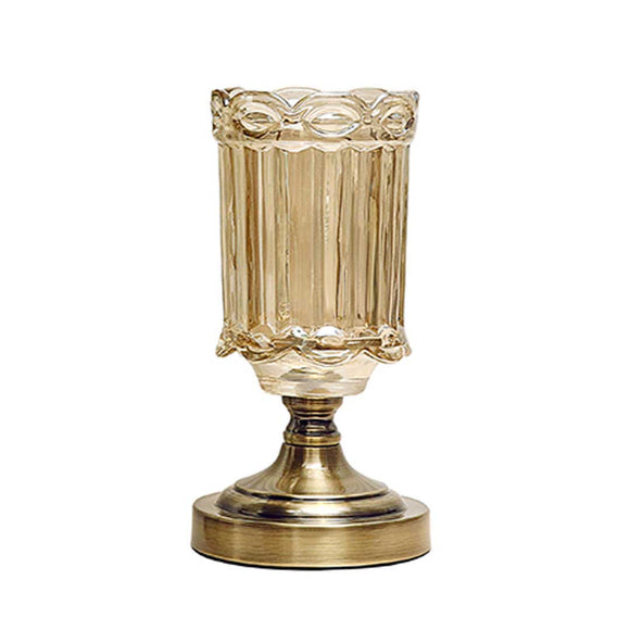 NNEAGS 25cm Transparent Glass Flower Vase with Metal Base Filler Vase