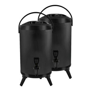 NNEAGS 2X 16L Stainless Steel Insulated Milk Tea Barrel Hot and Cold Beverage Dispenser Container with Faucet Black