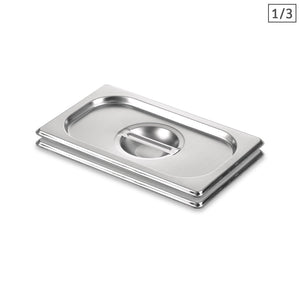 NNEAGS 2X GN Pan Lid Full Size 1/3 Stainless Steel Tray Top Cover