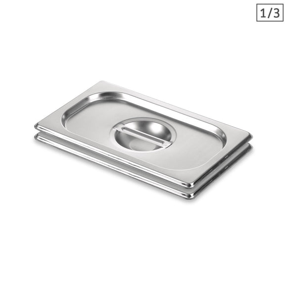 NNEAGS 2X GN Pan Lid Full Size 1/3 Stainless Steel Tray Top Cover