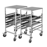 NNEAGS 2X Trolley 7 Tier Stainless Steel Bakery Trolley Suits GN 1/1 Pans with Working Surface