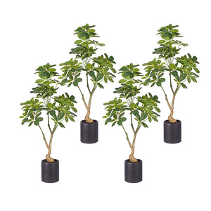 NNEAGS 4X 120cm Artificial Natural Green Schefflera Dwarf Umbrella Tree Fake Tropical Indoor Plant Home Office Decor