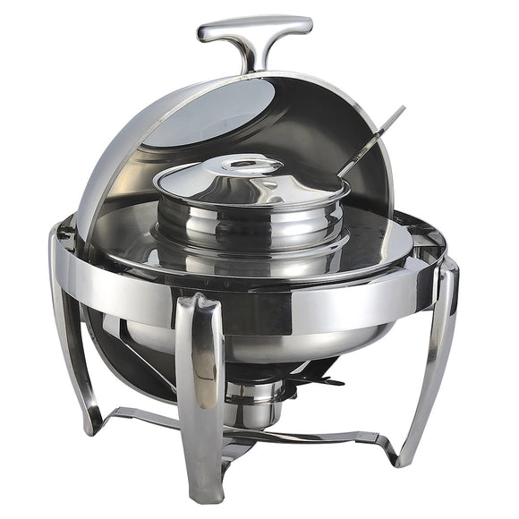 NNEAGS 6.5L Stainless Steel Round Soup Tureen Bowl Station Roll Top Buffet Chafing Dish Catering Chafer Food Warmer Server