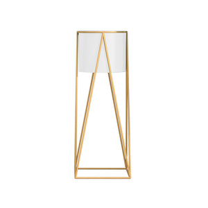 NNEAGS 70cm Gold Metal Plant Stand with White Flower Pot Holder Corner Shelving Rack Indoor Display