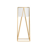 NNEAGS 70cm Gold Metal Plant Stand with White Flower Pot Holder Corner Shelving Rack Indoor Display