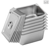 NNEAGS 6X GN Pan Full Size 1/2 GN Pan 20cm Deep Stainless Steel Tray With Lid