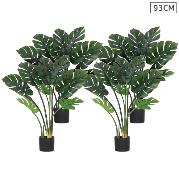 NNEAGS 4X 93cm Artificial Indoor Potted Turtle Back Fake Decoration Tree Flower Pot Plant