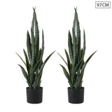 NNEAGS 2X 97cm Artificial Indoor Snake Sansevieria Plant Fake Decoration Tree Flower Pot