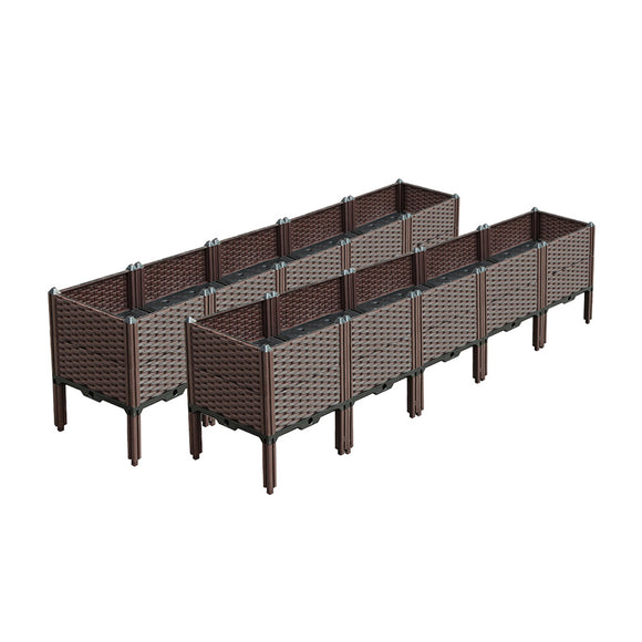 NNEAGS 2X 200cm Raised Planter Box Vegetable Herb Flower Outdoor Plastic Plants Garden Bed with Legs Deepen