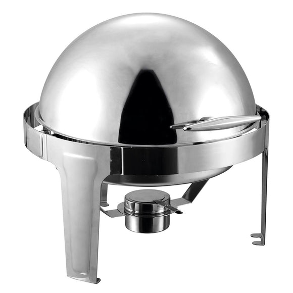 NNEAGS 6L Stainless Steel Chafing Food Warmer Catering Dish Round Roll Top
