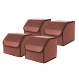 NNEAGS 4X Leather Car Boot Collapsible Foldable Trunk Cargo Organizer Portable Storage Box Coffee Small
