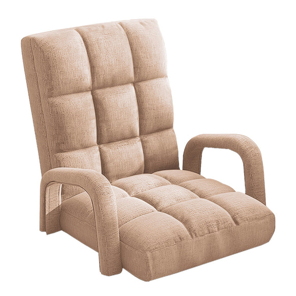 NNEAGS Foldable Lounge Cushion Adjustable Floor Lazy Recliner Chair with Armrest Khaki