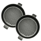 NNEAGS 2X 25cm Round Ribbed Cast Iron Frying Pan Skillet Steak Sizzle Platter with Handle