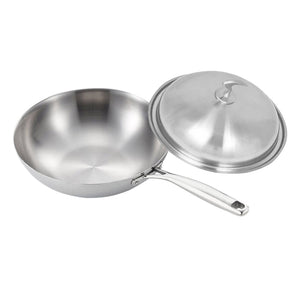 NNEAGS 18/10 Stainless Steel Fry Pan 32cm Frying Pan Top Grade Cooking Skillet with Lid