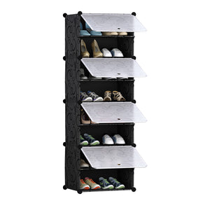 NNEAGS 8 Tier Shoe Rack Organizer Sneaker Footwear Storage Stackable Stand Cabinet Portable Wardrobe with Cover