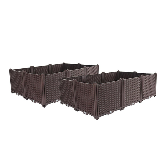 NNEAGS 2X 120cm Raised Planter Box Vegetable Herb Flower Outdoor Plastic Plants Garden Bed Deepen