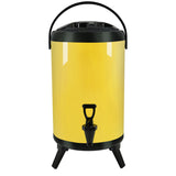 NNEAGS 12L Stainless Steel Insulated Milk Tea Barrel Hot and Cold Beverage Dispenser Container with Faucet Yellow