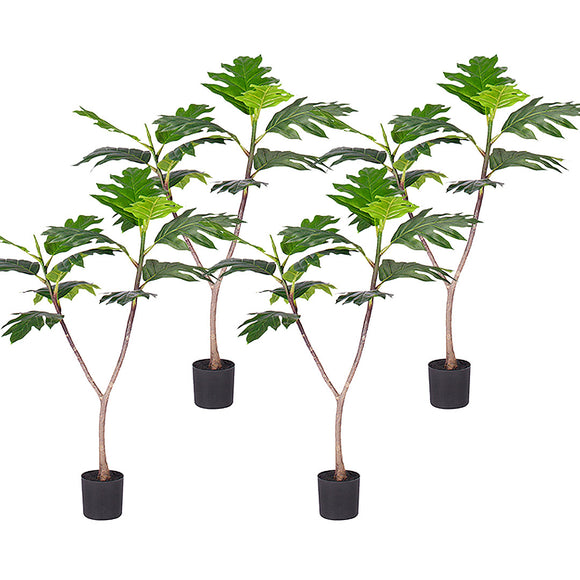 NNEAGS 4X 90cm Artificial Natural Green Split-Leaf Philodendron Tree Fake Tropical Indoor Plant Home Office Decor
