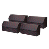 NNEAGS 4X Leather Car Boot Collapsible Foldable Trunk Cargo Organizer Portable Storage Box Black/Red Stitch Large