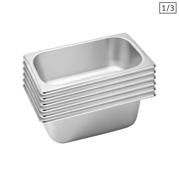 NNEAGS 6X GN Pan Full Size 1/3 GN Pan 10cm Deep Stainless Steel Tray