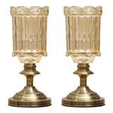 NNEAGS 2X 28cm Transparent Glass Flower Vase with Metal Base Filler Vase