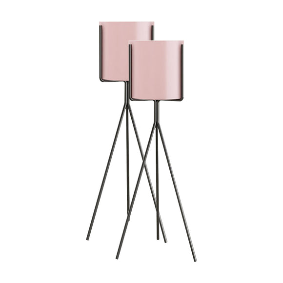 NNEAGS 2X 80cm Tripod Flower Pot Plant Stand with Pink Flowerpot Holder Rack Indoor Display