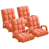 NNEAGS 4X Foldable Lounge Cushion Adjustable Floor Lazy Recliner Chair with Armrest Orange