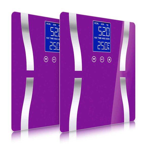 NNEAGS 2X Glass LCD Digital Body Fat Scale Bathroom Electronic Gym Water Weighing Scales Purple