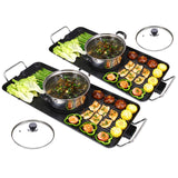 NNEAGS 2X Electric Steamboat Asian Hot Pot Soup Maker Fondue Teppanyaki Hotpot Grill