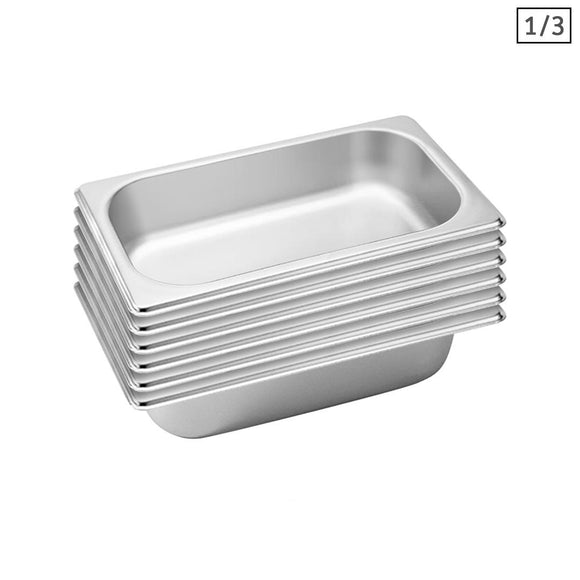 NNEAGS 6X GN Pan Full Size 1/3 GN Pan 6.5 cm Deep Stainless Steel Tray