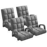 NNEAGS 4X Foldable Lounge Cushion Adjustable Floor Lazy Recliner Chair with Armrest Grey