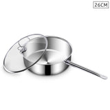 NNEAGS 26cm Stainless Steel Saucepan Sauce pan with Glass Lid and Helper Handle Triple Ply Base Cookware