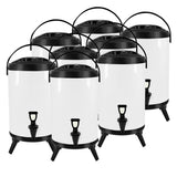 NNEAGS 8X 16L Stainless Steel Insulated Milk Tea Barrel Hot and Cold Beverage Dispenser Container with Faucet White