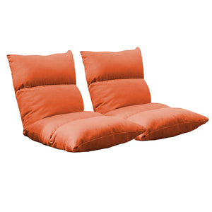 NNEAGS 2X Lounge Floor Recliner Adjustable Lazy Sofa Bed Folding Game Chair Orange