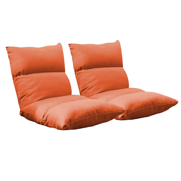 NNEAGS 2X Lounge Floor Recliner Adjustable Lazy Sofa Bed Folding Game Chair Orange