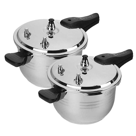 NNEAGS 2X 5L Grade Stainless Steel Pressure Cooker