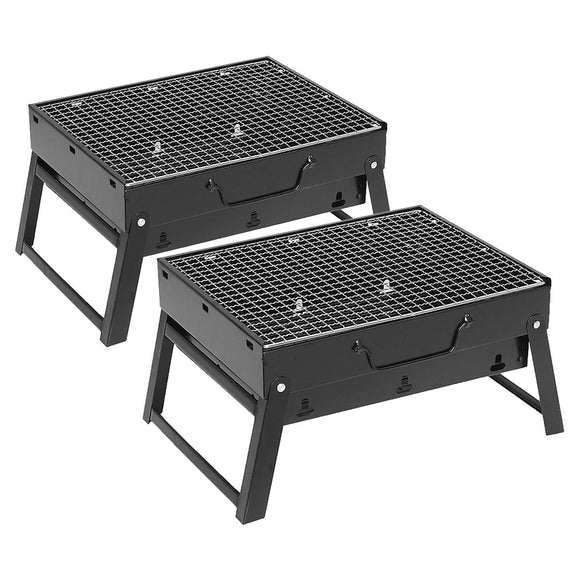 NNEAGS 2X 43cm Portable Folding Thick Box-type Charcoal Grill for Outdoor BBQ Camping