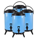 NNEAGS 4X 14L Stainless Steel Insulated Milk Tea Barrel Hot and Cold Beverage Dispenser Container with Faucet Blue