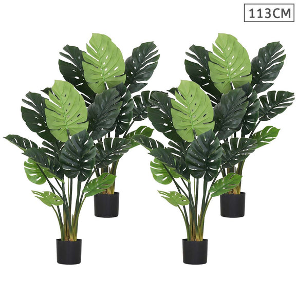 NNEAGS 4X 113cm Artificial Indoor Potted Turtle Back Fake Decoration Tree Flower Pot Plant