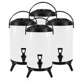 NNEAGS 4X 8L Stainless Steel Insulated Milk Tea Barrel Hot and Cold Beverage Dispenser Container with Faucet White