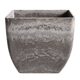 NNEAGS 27cm Rock Grey Square Resin Plant Flower Pot in Cement Pattern Planter Cachepot for Indoor Home Office