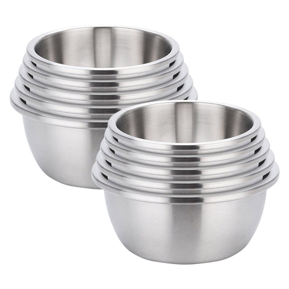 NNEAGS 2X 5Pcs Deepen Matte Stainless Steel Stackable Baking Washing Mixing Bowls Set Food Storage Basin
