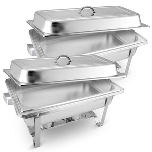 NNEAGS 2X 9L Stainless Steel Chafing Food Warmer Catering Dish Full Size